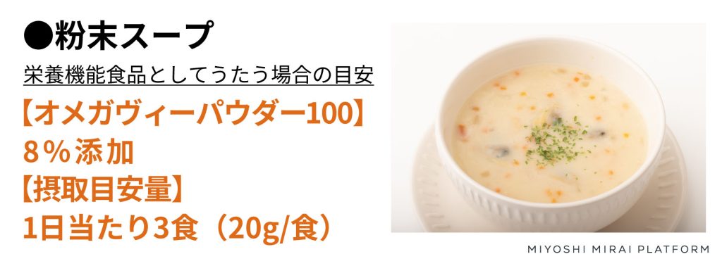 粉末スープを栄養機能食品としてうたう場合の添加量の目安